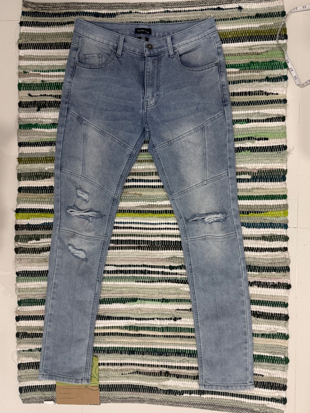 Light Blue Distressed Biker Jeans